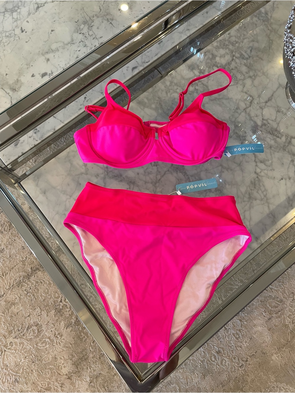 POPVIL Women's Watermelon Red / hot pink Bikini Set - Medium